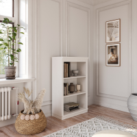 Estante de madeira com 1,19 m no acabamento branco lavado / Coleção biblioteca